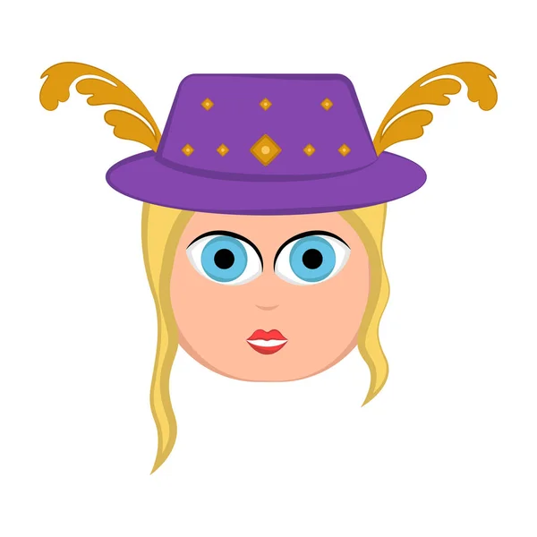 Girl avatar with mardi gras ornaments — Stock Vector