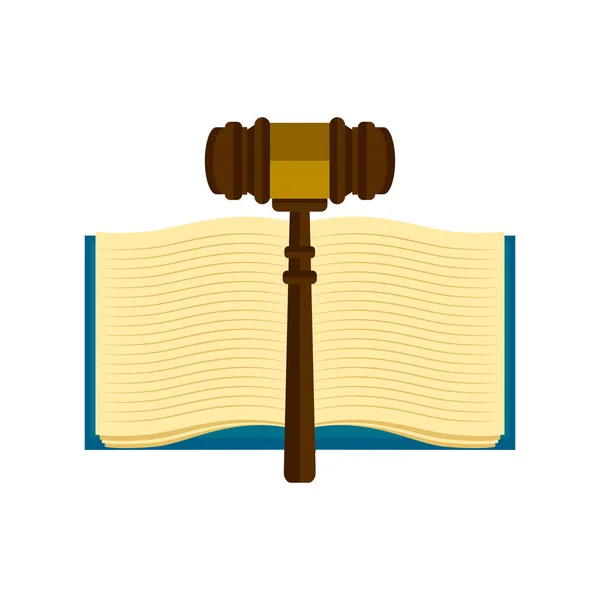 Martelletto di legno con un'icona del libro — Vettoriale Stock