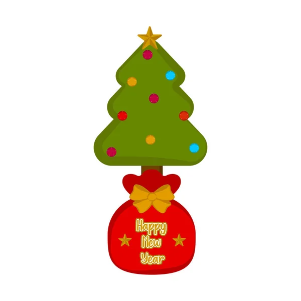 Saco de regalo con un árbol de Navidad — Archivo Imágenes Vectoriales