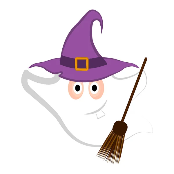 Изолированный милый призрак ведьмы на Хэллоуин — стоковый вектор