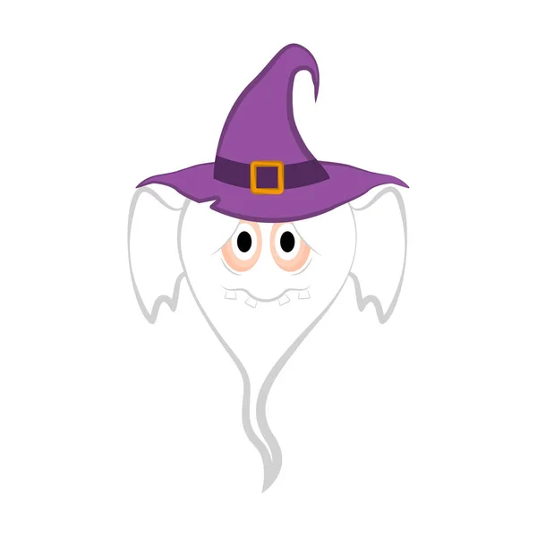 Isolated cute halloween witch ghost — Stock Vector