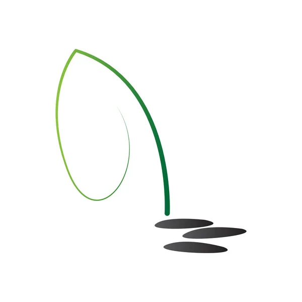 Tumpukan batu dengan simbol daun. Logo spa - Stok Vektor