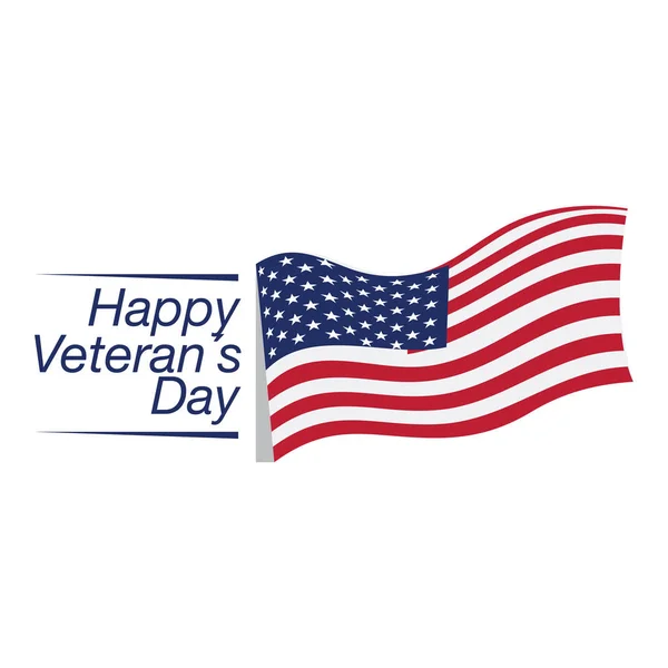 Etiqueta veterana del día con la bandera de Estados Unidos — Archivo Imágenes Vectoriales