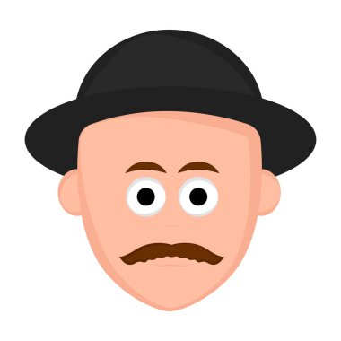 Bir şapka ile izole hipster avatar