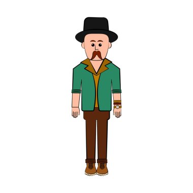 İzole hipster çizgi film karakteri