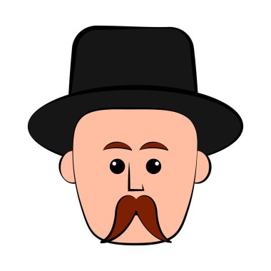 Bir şapka ile izole hipster avatar