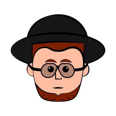 Gözlük ile izole hipster avatar. Vektör çizim tasarım