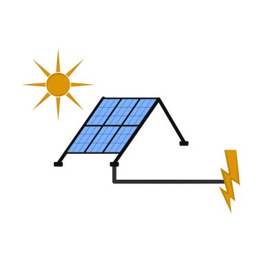 Güneş paneli bir enerji sembole bağlı