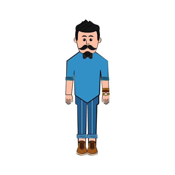 Isolé hipster personnage de dessin animé — Image vectorielle