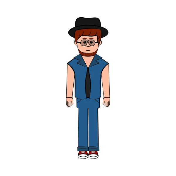 Isolé hipster personnage de dessin animé — Image vectorielle