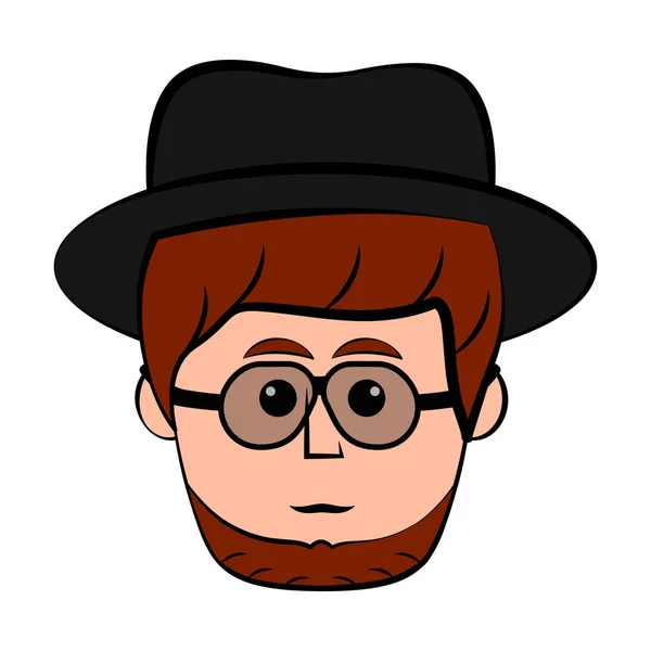 Isolierter Hipster-Avatar mit Brille — Stockvektor