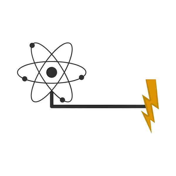 Símbolo átomo conectado a un símbolo de poder — Vector de stock