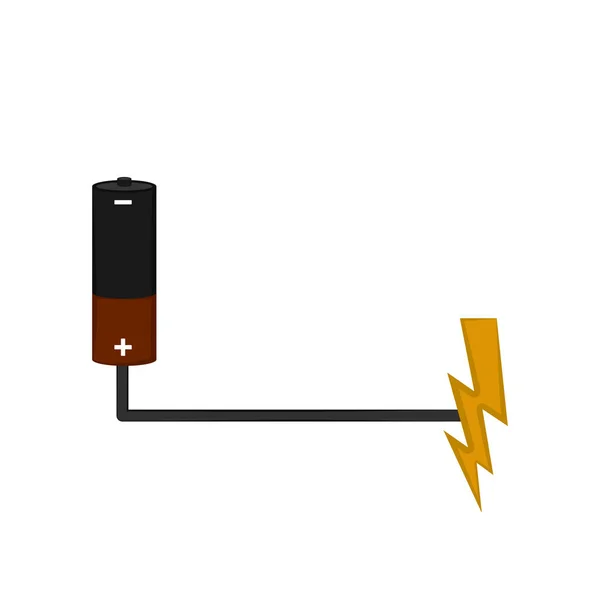 Battery connected to an energy symbol — Stock Vector