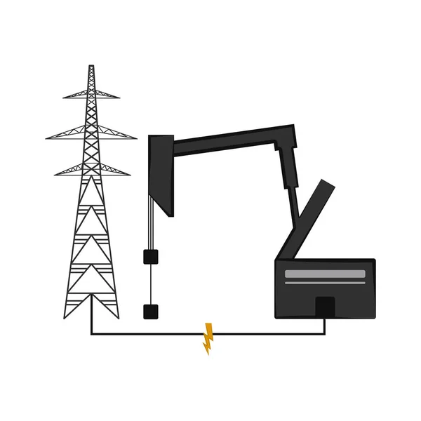 连接到电气塔的石油钻孔机 向量例证设计 — 图库矢量图片