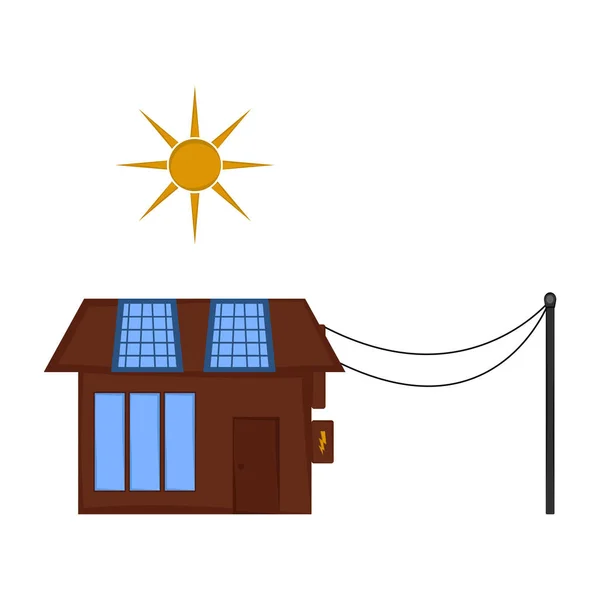 Maison avec panneaux solaires — Image vectorielle