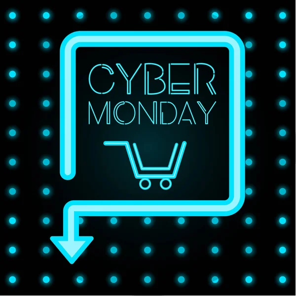 Neon cyber monday promotion — Stock Vector