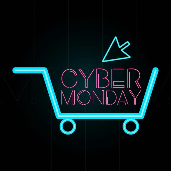 Promoción del lunes cibernético de neón — Vector de stock
