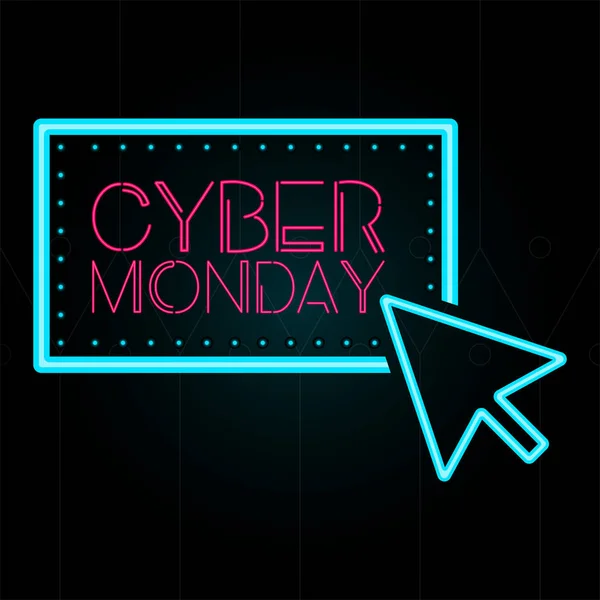 Neon cyber maandag promotie — Stockvector