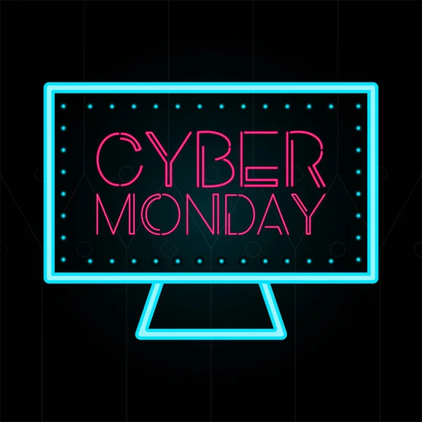 Promoção cyber segunda-feira néon — Vetor de Stock