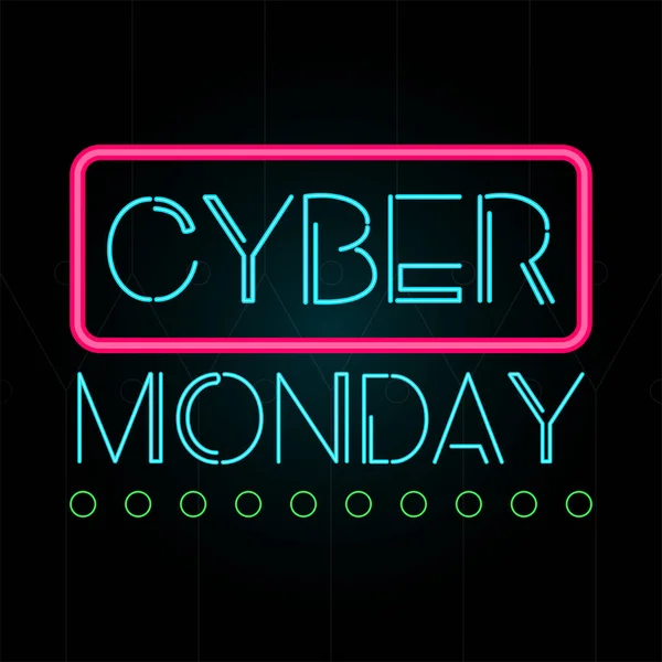 Neon cyber maandag promotie — Stockvector