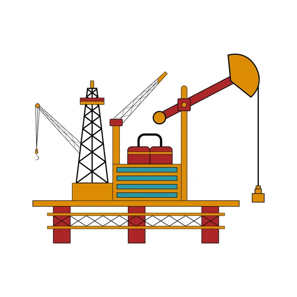 Isolated colored oil platform — Stock Vector
