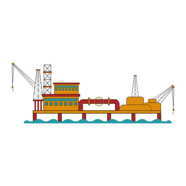 着色された石油海洋プラットフォーム — ストックベクタ