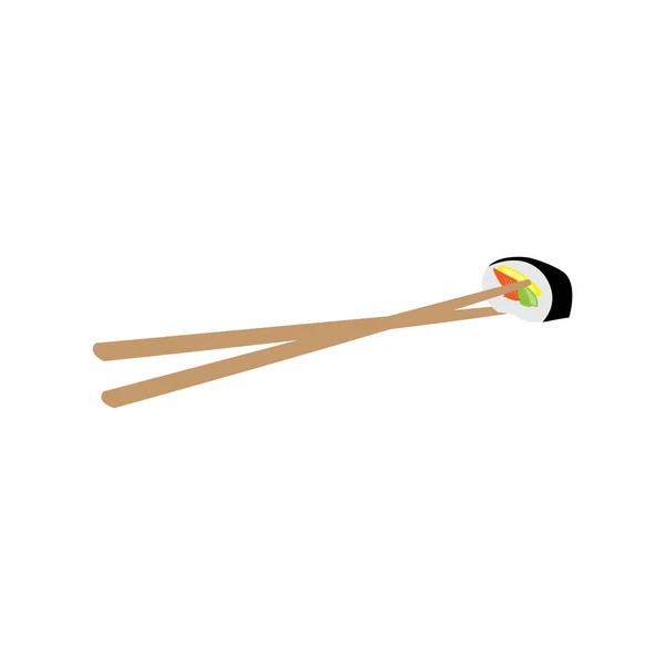 Paire de baguettes avec un sushi — Image vectorielle