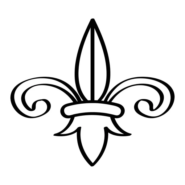 Símbolo de Mardi gras. Esquema de Fleur de lys — Vector de stock