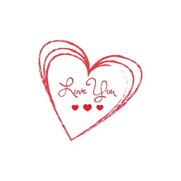 孤立的纹理心脏形状。情人节 — 图库矢量图片