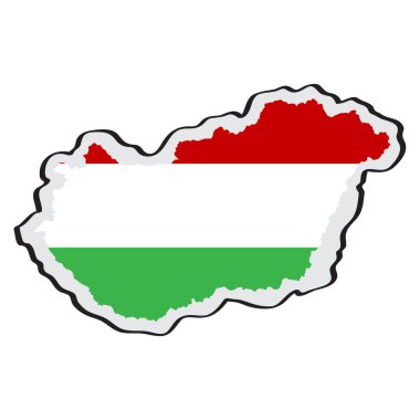 Kendi bayrağı ile Macaristan Haritası