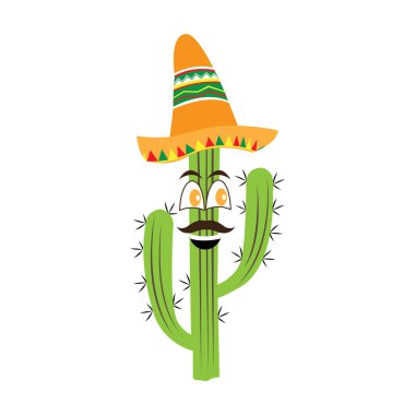 Meksika şapkası ile mutlu kaktüs