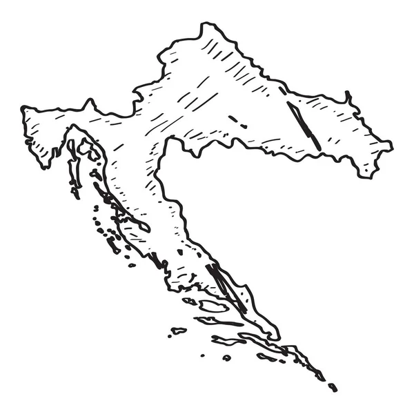 Esboço Mapa Croácia Desenho Ilustração Vetorial — Vetor de Stock