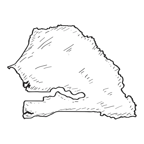 세네갈의 지도의 스케치 — 스톡 벡터