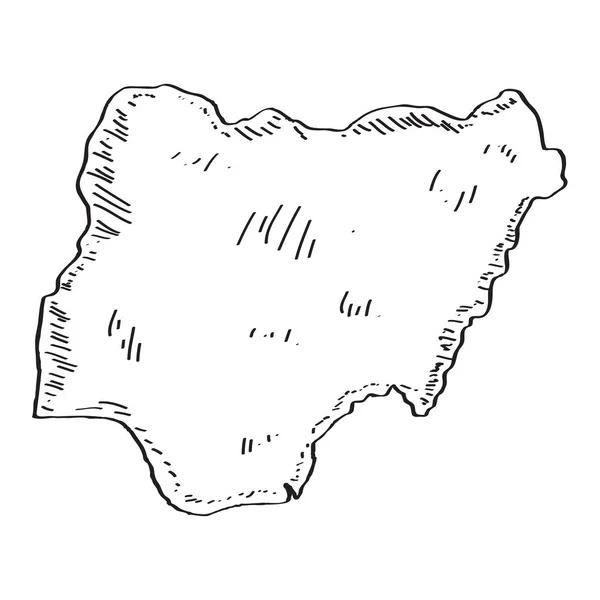 Schizzo di una mappa di Nigeria — Vettoriale Stock