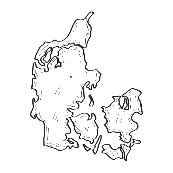 Skizze einer Landkarte von Dänemark — Stockvektor