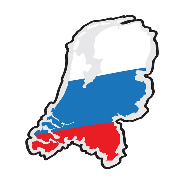Kaart van Nederland met haar vlag — Stockvector