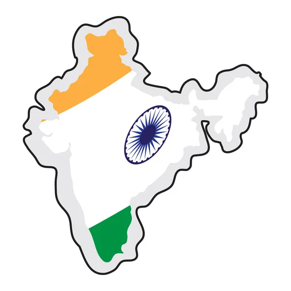 Karta över Indien med dess flagga — Stock vektor