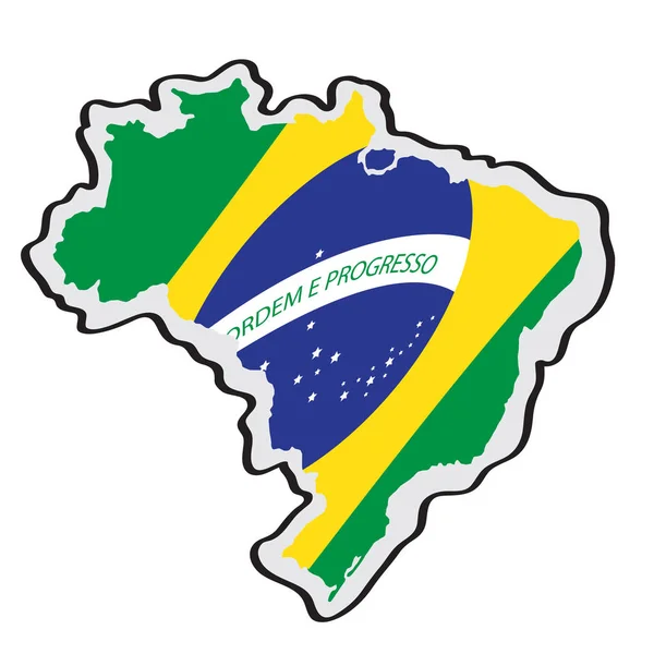 Mapa do Brasil com sua bandeira —  Vetores de Stock