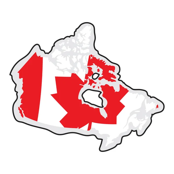 Mappa del Canada con la sua bandiera — Vettoriale Stock