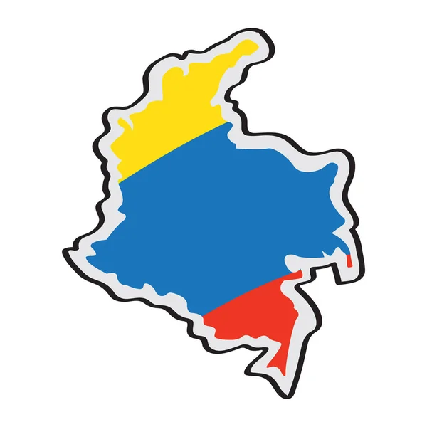 Mapa de Colombia con su bandera — Vector de stock