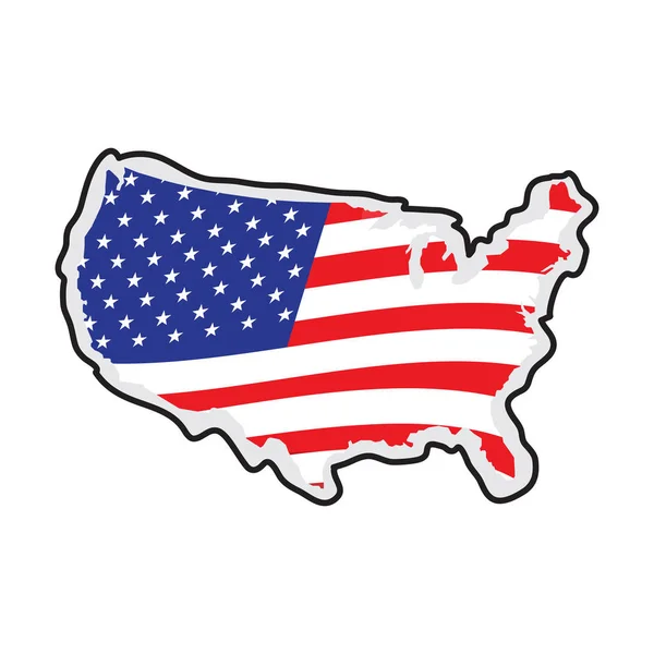 Mapa de Estados Unidos con su bandera — Vector de stock
