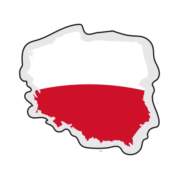 Map of Poland with its flag — Stock Vector