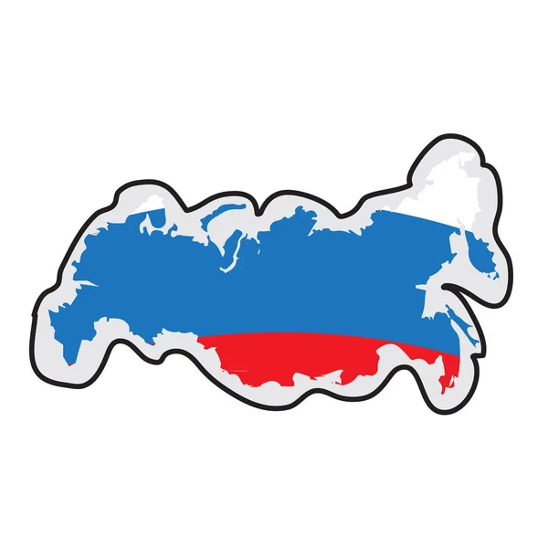 Karte von Russland mit seiner Flagge — Stockvektor