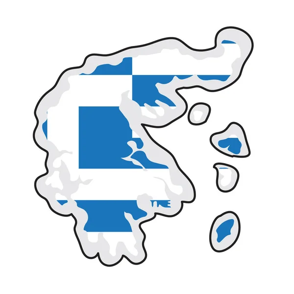 Map of Greece with its flag — Stock Vector