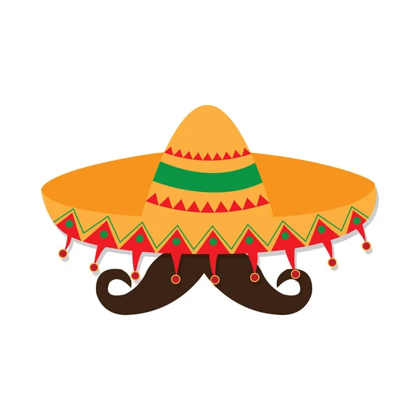 伝統的なメキシコの帽子とひげ — ストックベクタ