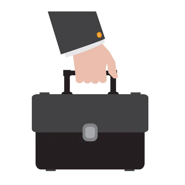 Hand holding a suitcase icon — Stock Vector