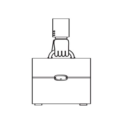 Bir bavul simgesi tutan el