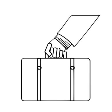 Bir bavul simgesi tutan el
