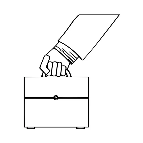 Hand hält ein Koffer-Symbol — Stockvektor