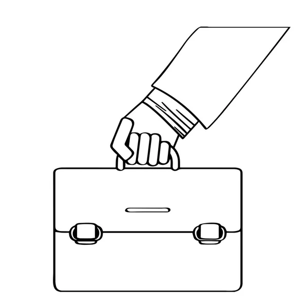 Mão segurando um ícone de mala — Vetor de Stock